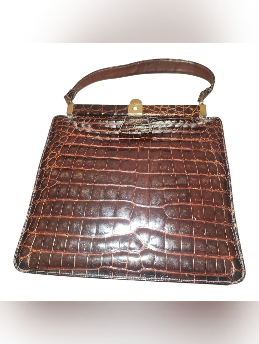 Prado Bag Vintage High Quality Croc Belly Skin Top-Handle Bag